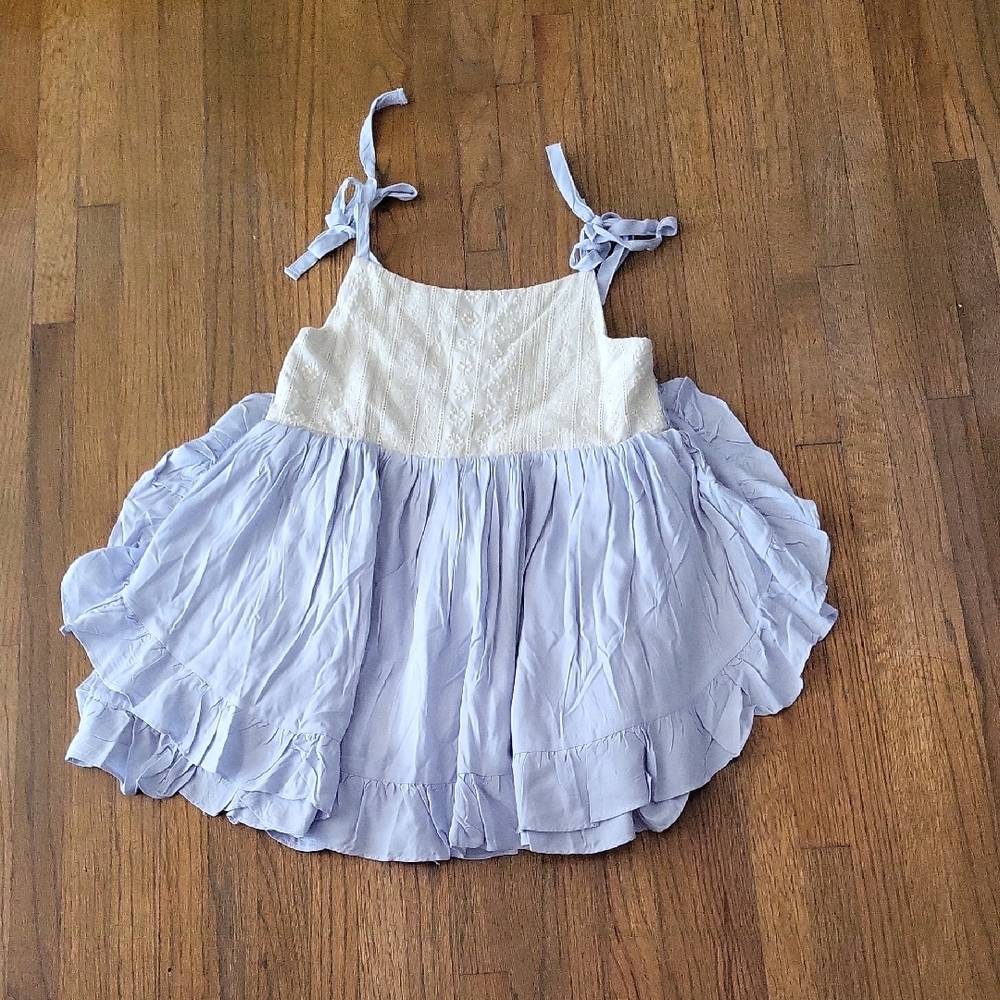 Indie Blue Kids Tunic Top in Light Blue and Cream